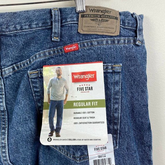 Wrangler Jeans 44 x 32 Regular Fit Medium Dark Wash Denim Straight Leg - Picture 7 of 11